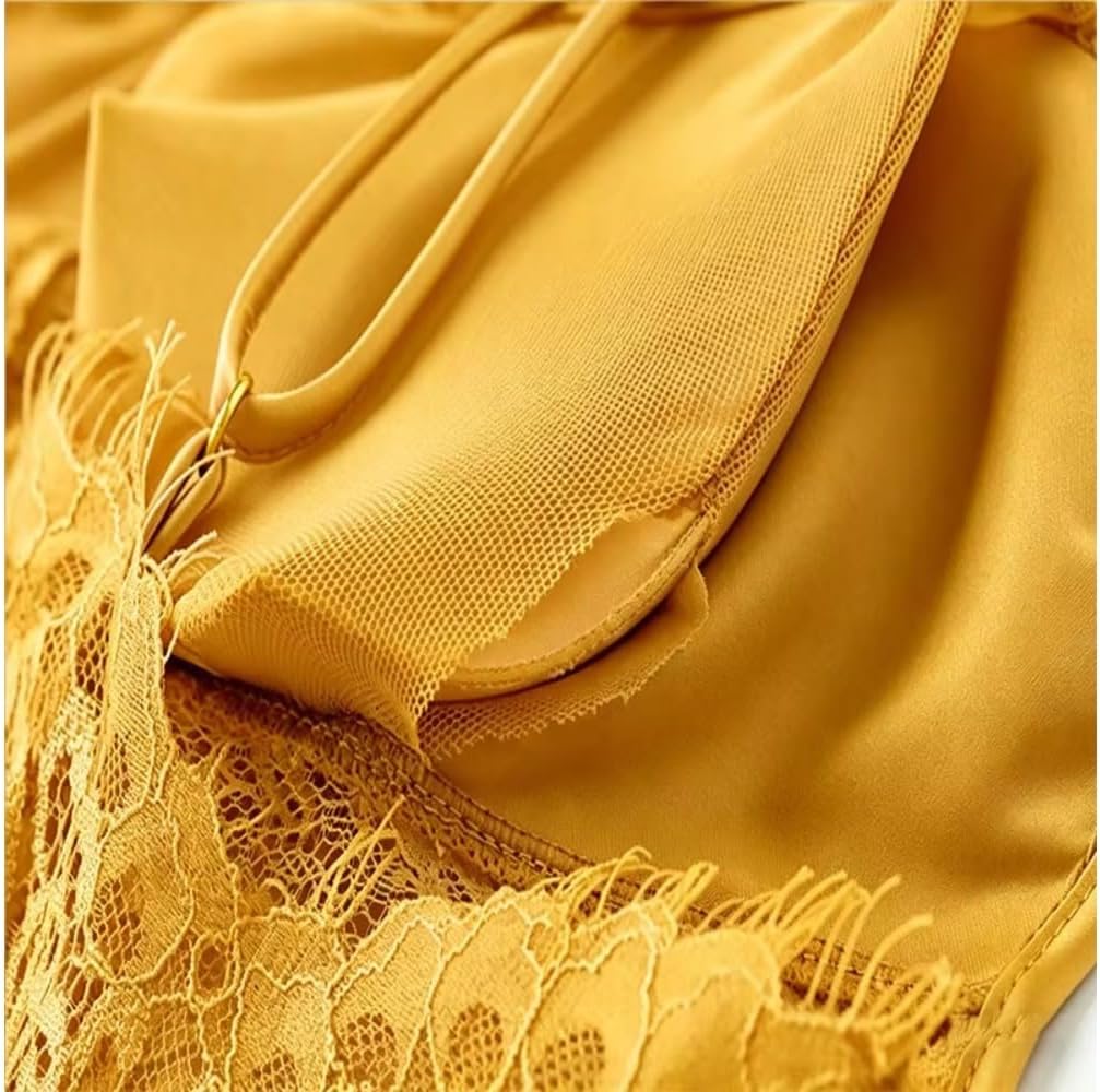 Women's Satin Slip Dress – V-Neck Spaghetti Strap Backless Chemise, Elegant Lingerie for Sleep or Party