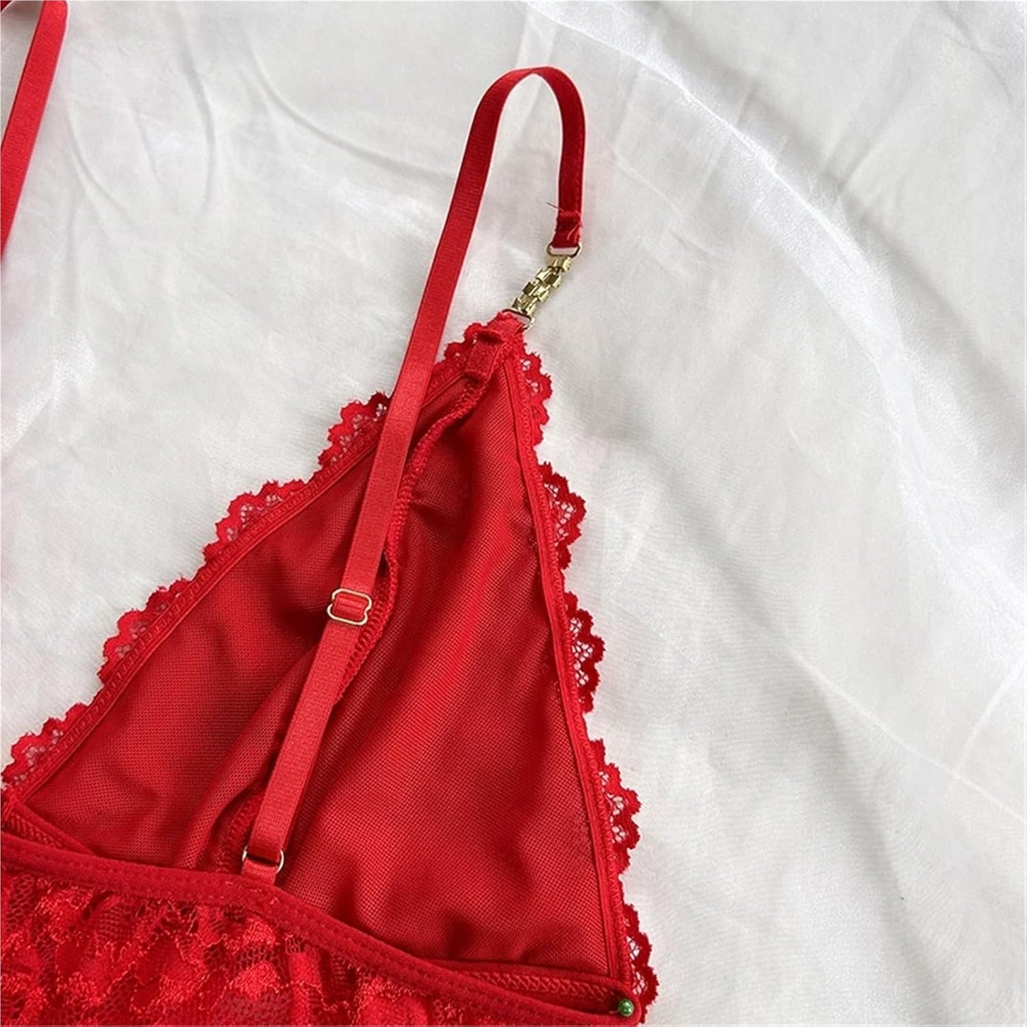 Women's Thin Style G-String Ruffle Trim Lingerie Set Women Nightgowns Sleeveless Sleepwear Sexy V-Neck Bra Women's Thin Style G-String Ruffle Trim Lingerie Set Women Nightgowns Sleeveless Sleepwear Sexy V-Neck Bra