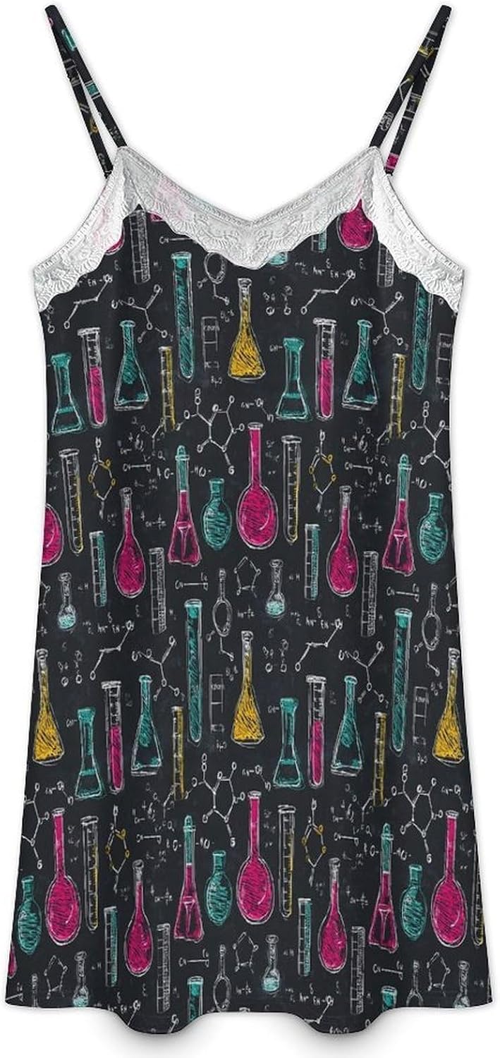 Women's Science Sketch Print Nightgowns Sleeveless Sleepwear Spaghetti Strap Sleep Dress