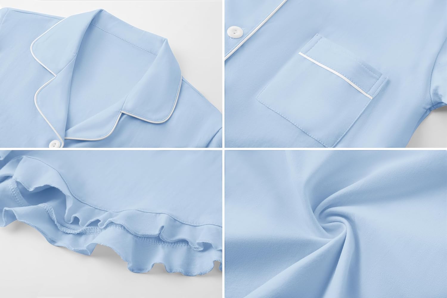 Women's Set 100 Cotton Button Down Pjs Short Sleeve With Ruffle Shorts Sleepwear Size Women's Set 100 Cotton Button Down Pjs Short Sleeve With Ruffle Shorts Sleepwear Size