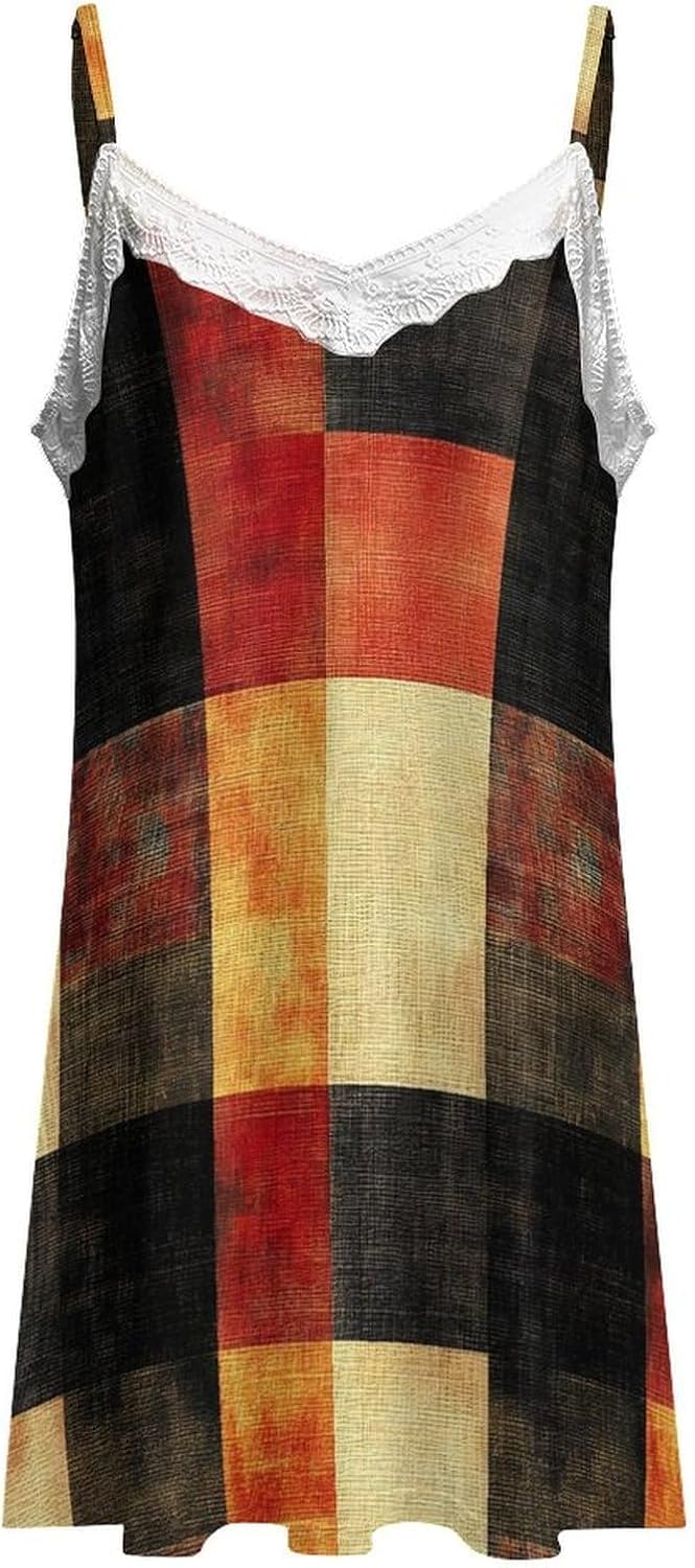 Women's Vintage Rustic Autumn Print Nightgowns Sleeveless Sleepwear Spaghetti Strap Sleep Dress Women's Vintage Rustic Autumn Print Nightgowns Sleeveless Sleepwear Spaghetti Strap Sleep Dress