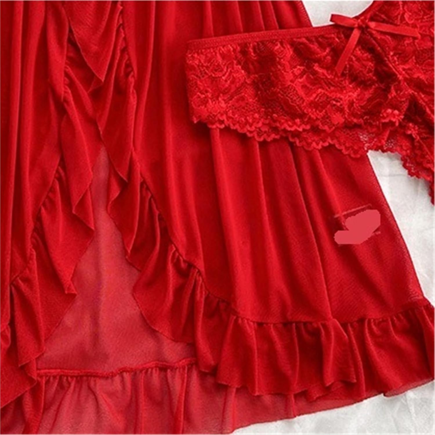 Women's Thin Style G-String Ruffle Trim Lingerie Set Women Nightgowns Sleeveless Sleepwear Sexy V-Neck Bra Women's Thin Style G-String Ruffle Trim Lingerie Set Women Nightgowns Sleeveless Sleepwear Sexy V-Neck Bra