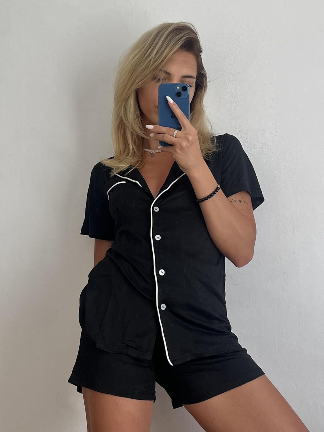 Women's Set Short Sleeve Sleepwear Button Down Pjs Soft 2 Piece Lounge Sets
