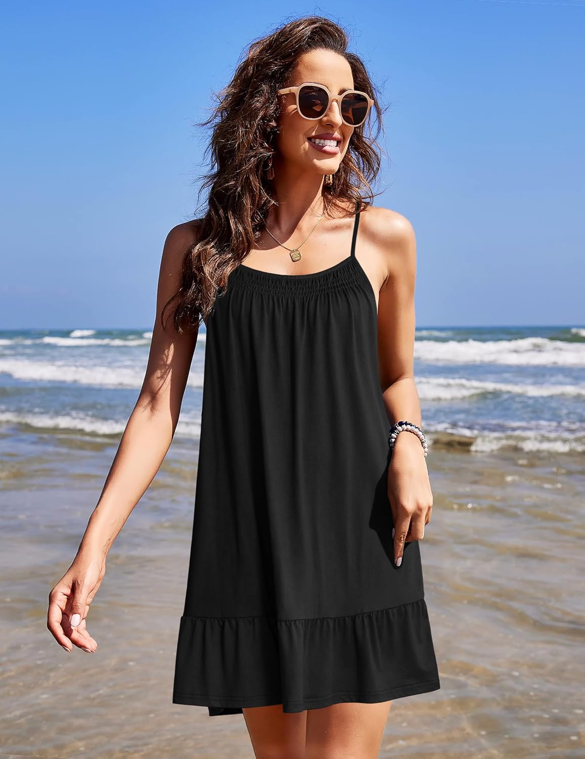 Women's Spaghetti Strap Night Gown Sleeveless Sleep Dress Chemise Sleepwear