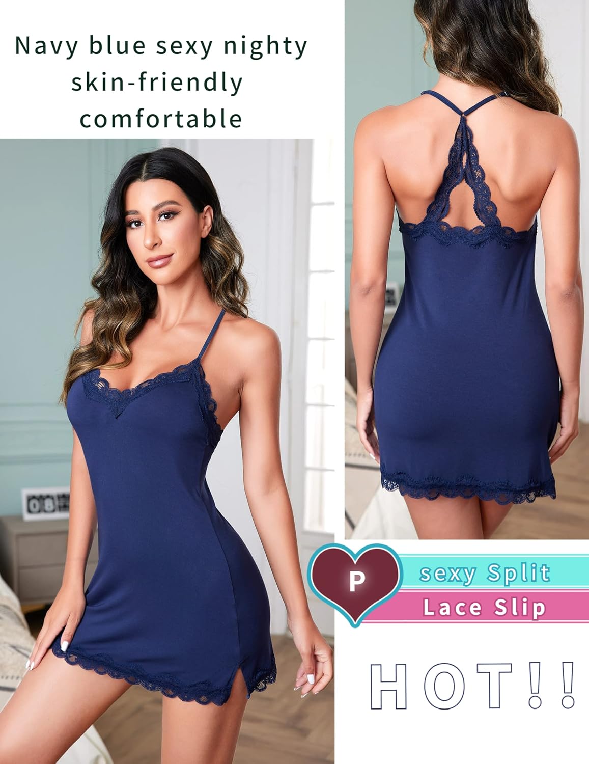 Women's Nightgown Sexy Sleepwear V Neck Full Slip Chemise Lingerie Cotton Night Gowns Babydoll Sleepshirt Women's Nightgown Sexy Sleepwear V Neck Full Slip Chemise Lingerie Cotton Night Gowns Babydoll Sleepshirt