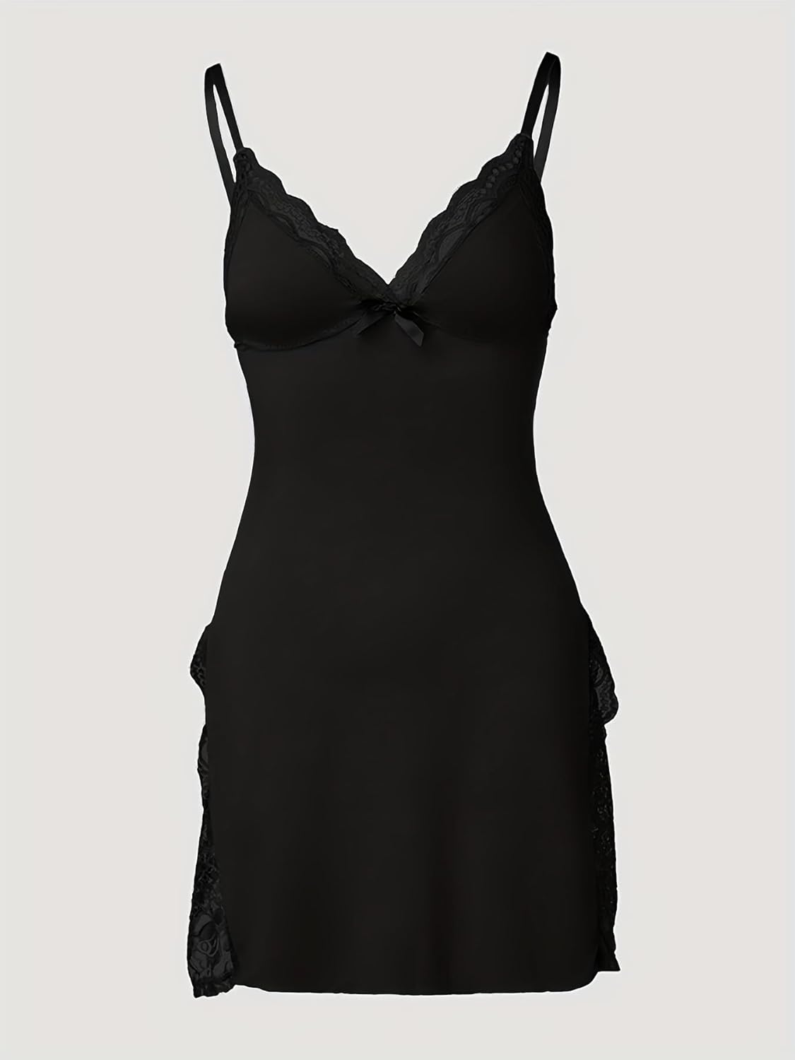 Women's Trim Side Slit Modal Cami Sleep Dress Loungewear Cute Night Gowns for Women