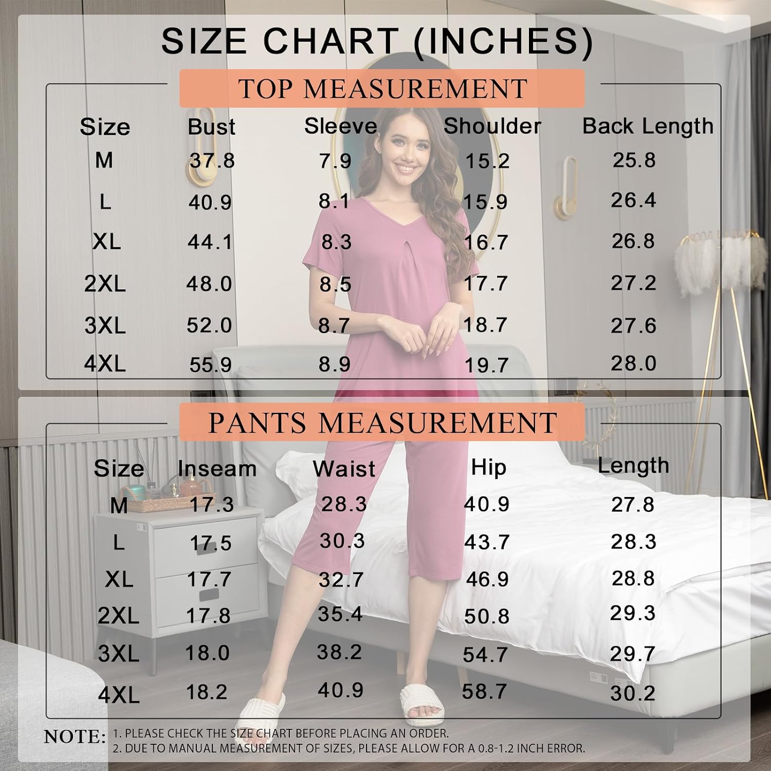 Women's Pajama Sets Summer Ladies Pjs 2 Piece Loungewear Capri Sleepwear with Pockets Women's Pajama Sets Summer Ladies Pjs 2 Piece Loungewear Capri Sleepwear with Pockets